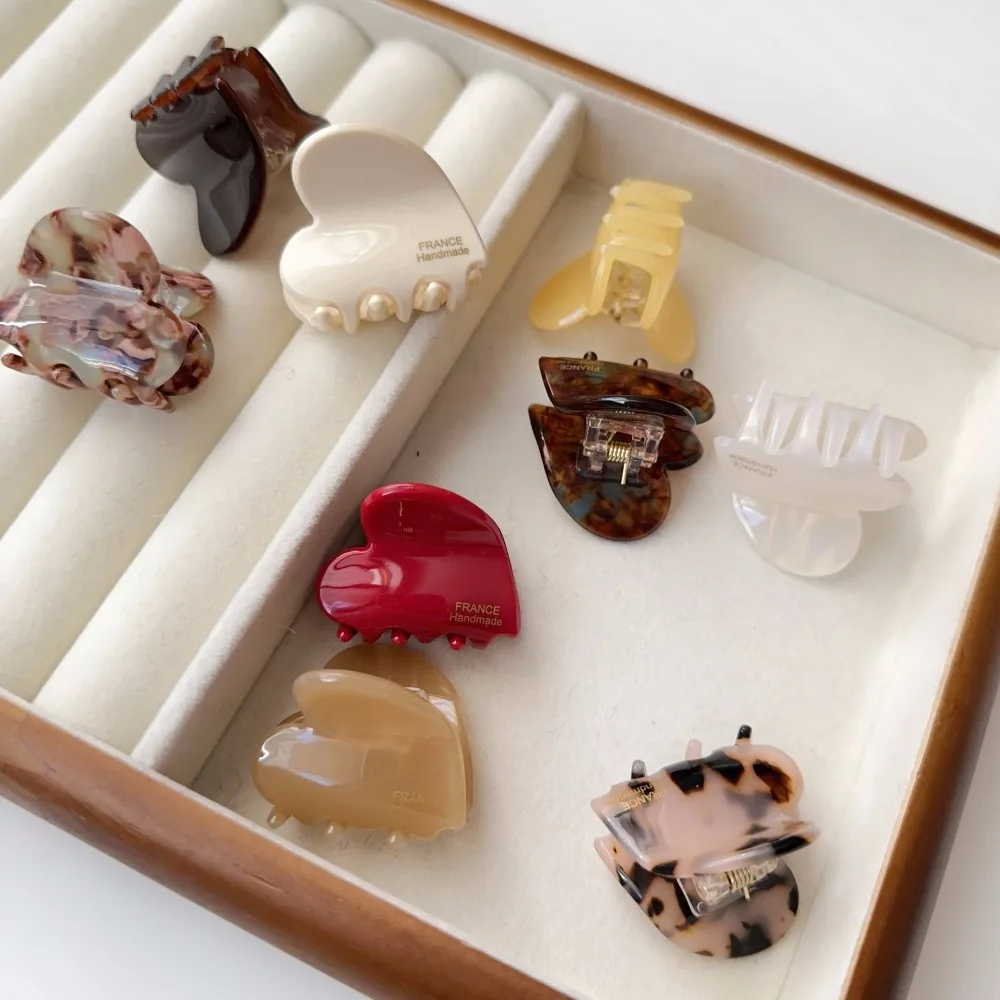 

Vintage Acetic Acid Love Heart Hair Claw Side Clip Barrettes Acetate Hair Clips Headwear Hair Accessories Mini Hair Claw Daily
