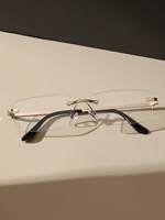 1PC Unisex Square Metal Rimless Fashion Anti-Blue Light Clear Glasses For Office Daily Reading