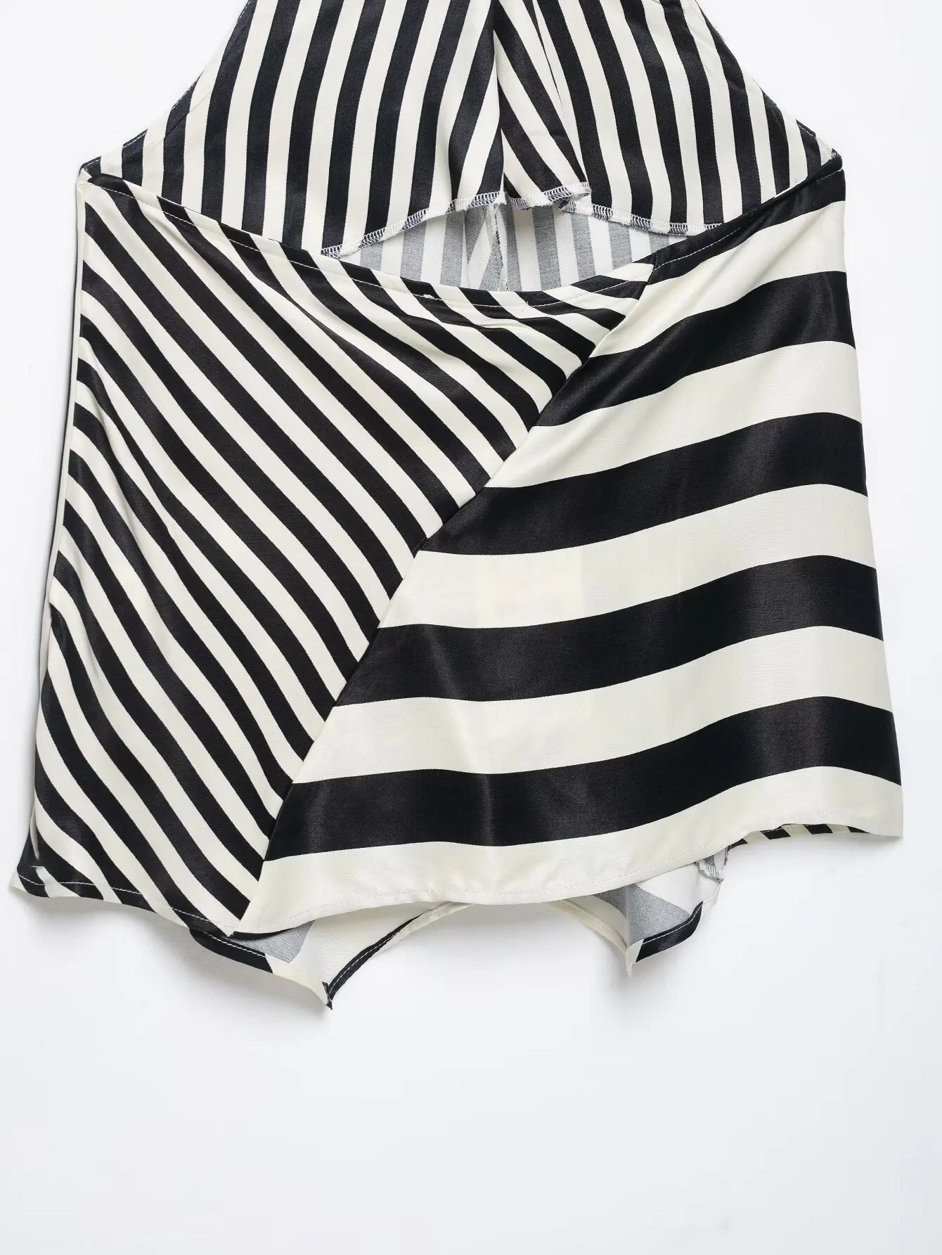 TFMLN 2026 Damen Gestreiftes Neckholder-Top und Hosen-Set Ärmelloses Rückenfreies Kreuzhals-Oberteil Weite Hose Kontrastfarben Damenanzüge – Detail 9