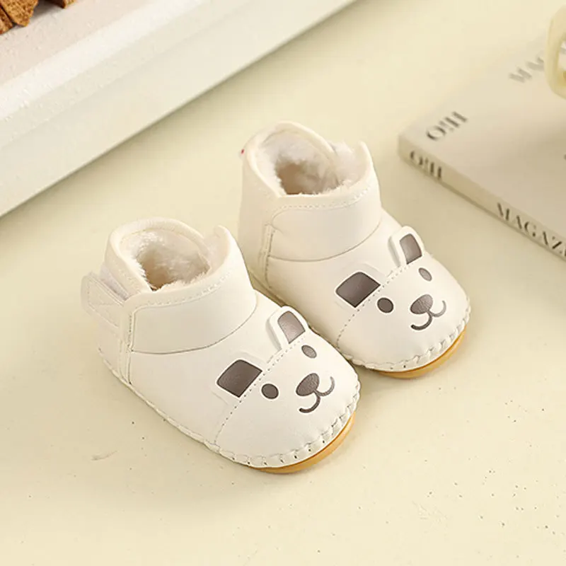 الكرتون الدب طفل الفتيان الفتيات حذاء كاجوال بولي Plash أفخم الدافئة الرضع الاطفال الأولى المشي الأحذية هوك حلقة المضادة للانزلاق الأطفال أحذية الشتاء #3