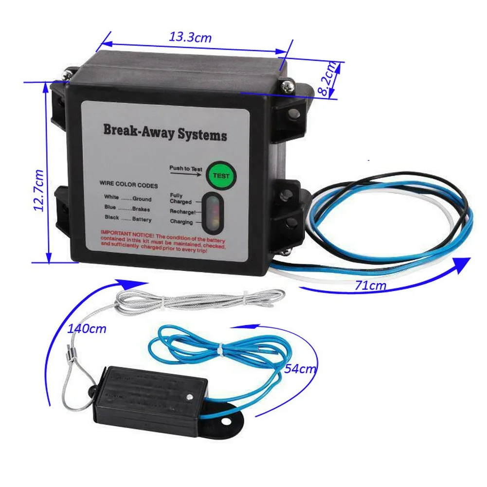 

Trailer Brake Controller and Safety Break Away Switch for Instant Electromagnetic Brake Activation during Detachment