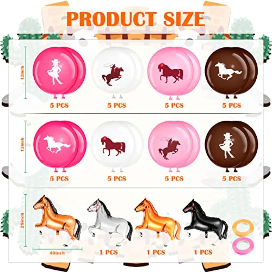 46개 서부 파티 호 풍선 카우걸 카우보이 장식 키트 세트 포일 라텍스 풍선 대량 파티 생일 장식