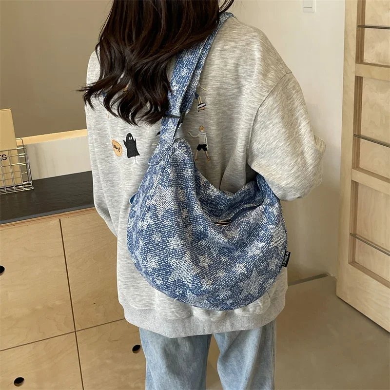 Women Bag 2024 New Fashion Bags for Girls Patchwork Pattern Casual Female Shoulder Pack Classic Denim All Match Messenger Hobos