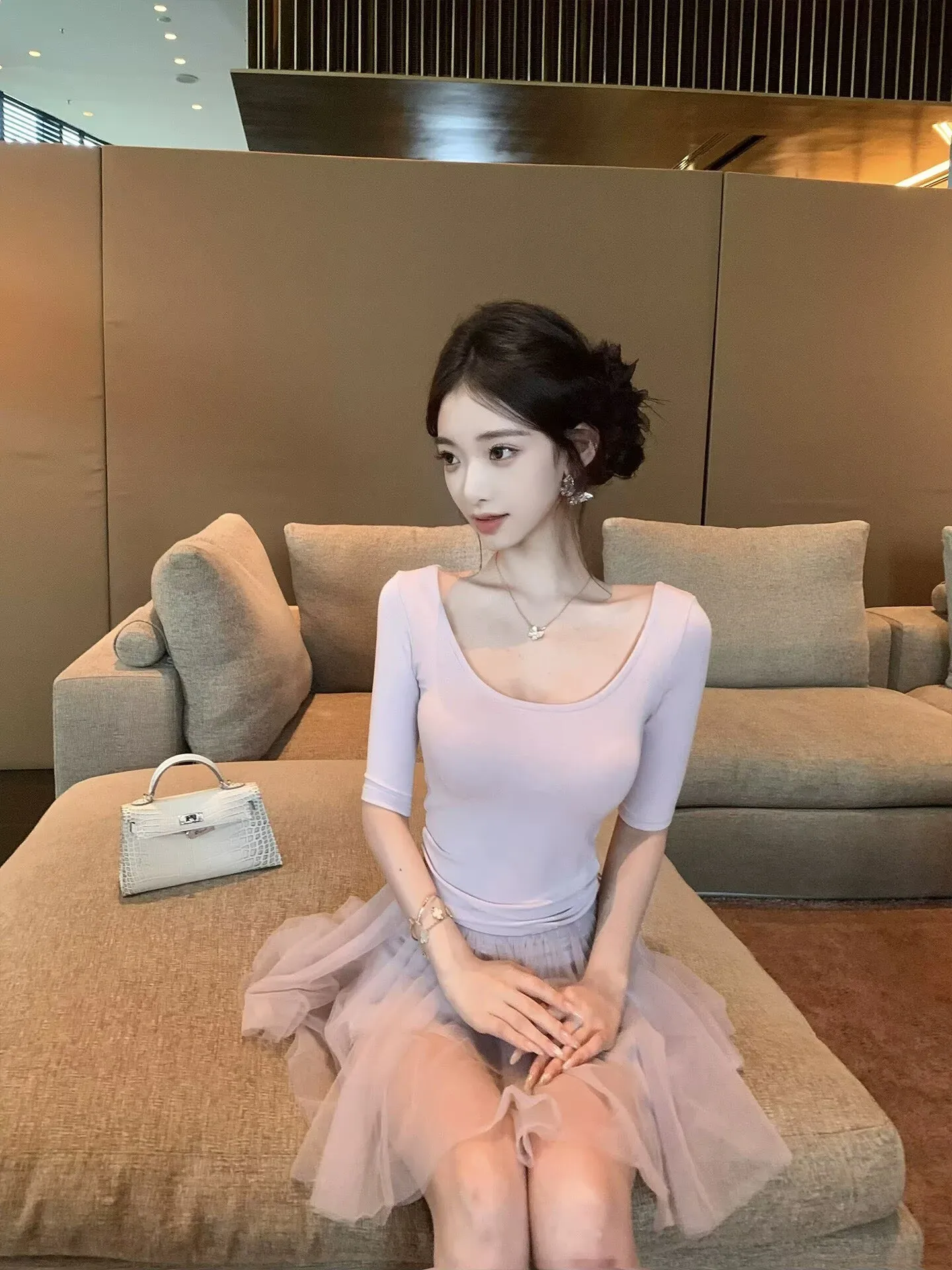Laid-back Style Women's T-shirt Ballet Half Sleeve Loose Fit Slimming Versatile Base Layer Top Universal Size Spring 2026