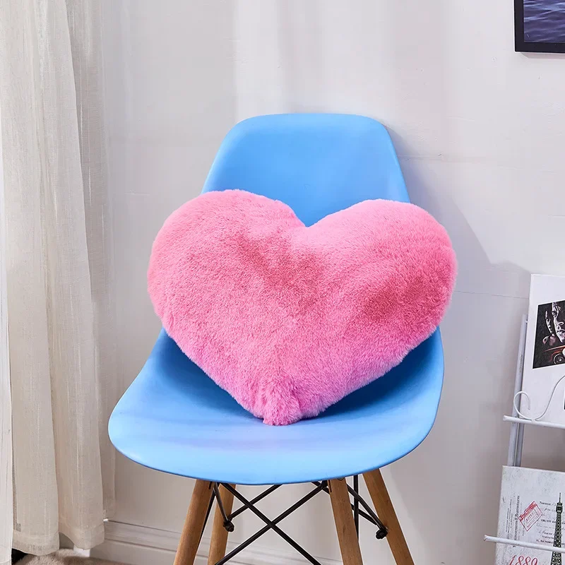 

40x50cm Rabbit Hair Heart-shaped Fur Throw Pillow Cover Light Luxury Cushion Cover Valentine's Day Car Couch Bedroom Pillow Case