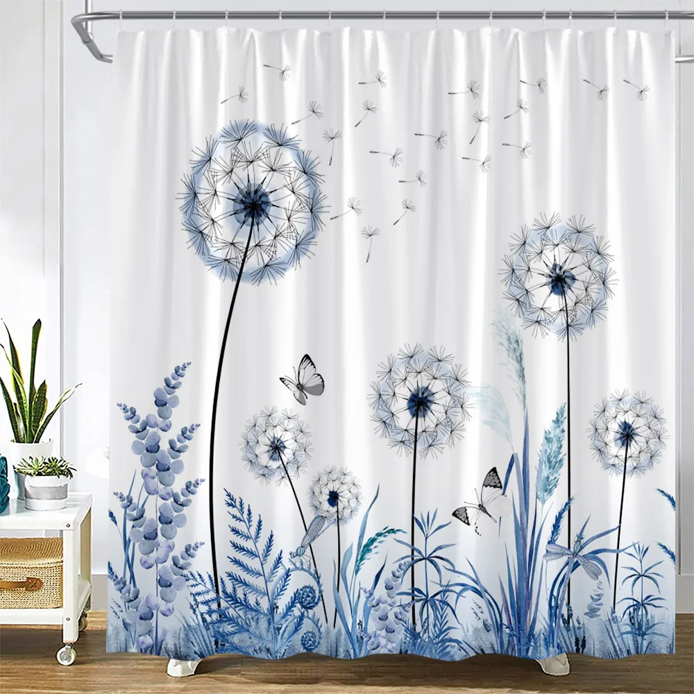 Green Eucalyptus Shower Curtains Watercolor Leaves on The Top Plant with Floral Bathroom Decor Cloth Bath Curtain Set with Hooks