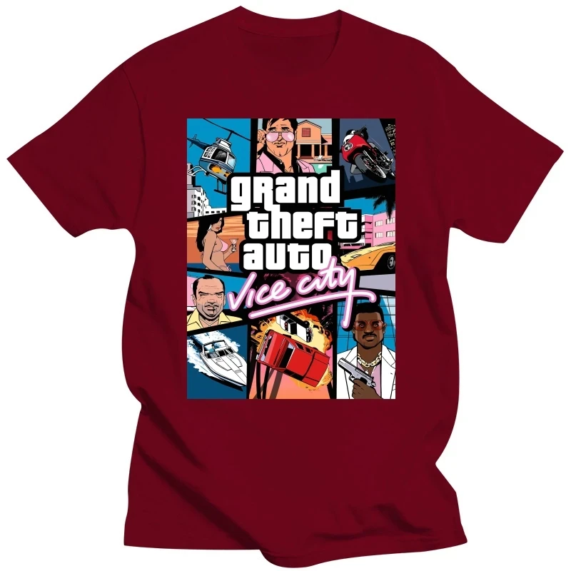 Grand Theft Auto Vice City Print Cotton T-Shirts GTA Game Men Women Casual T Shirt Oversized Harajuku Unisex Tees Tops Clothing