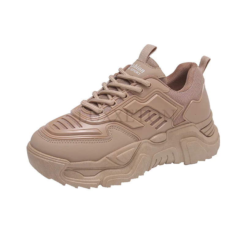 Mesh Breathable Round Toe Thick Sole Increases Height Dad Shoes Are Comfortable Non Slip and Versatile Women Sports Shoes