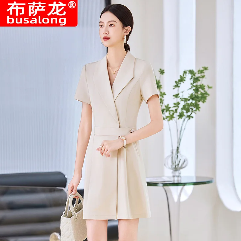 Summer Suit Dress for Women2025New High-End Elegant Commuter Workplace Dress Slimming Waist Suit Dress