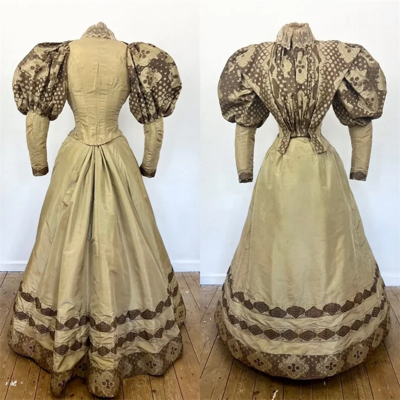 

1889s Steampunk Victorian Afternoon Vintage Duchess Walking Bustle Duchess Tea Party Ball Gown