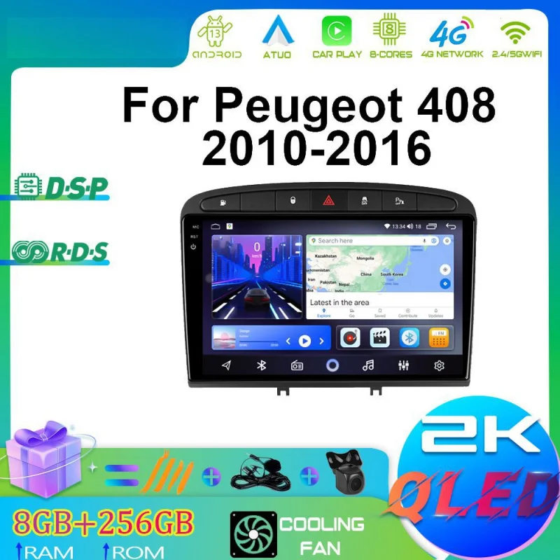 

For Peugeot 408 10-16 Car Multimedia Player Android Car Player GPS WIFI Carplay 4G Car Radio Navigation Stereo Car Electronic