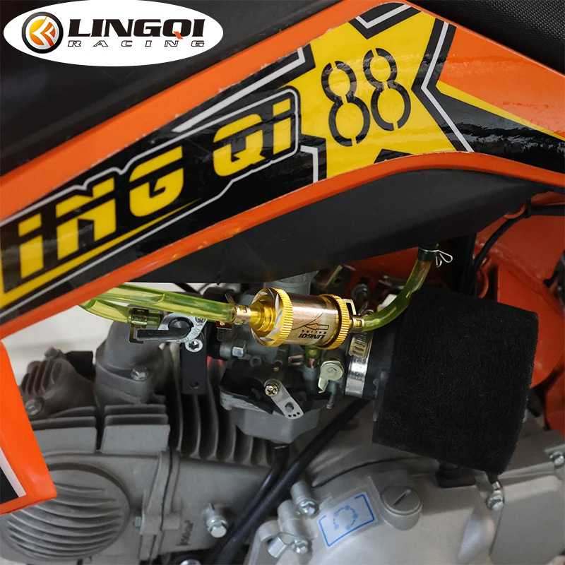 LINGQI RACING Motorcycle M8 Gas Fuel Filter 8mm Gasoline Oil Filters and Pipe Tube Line For 49cc 50cc 110cc 125cc Dirt Pit Bike