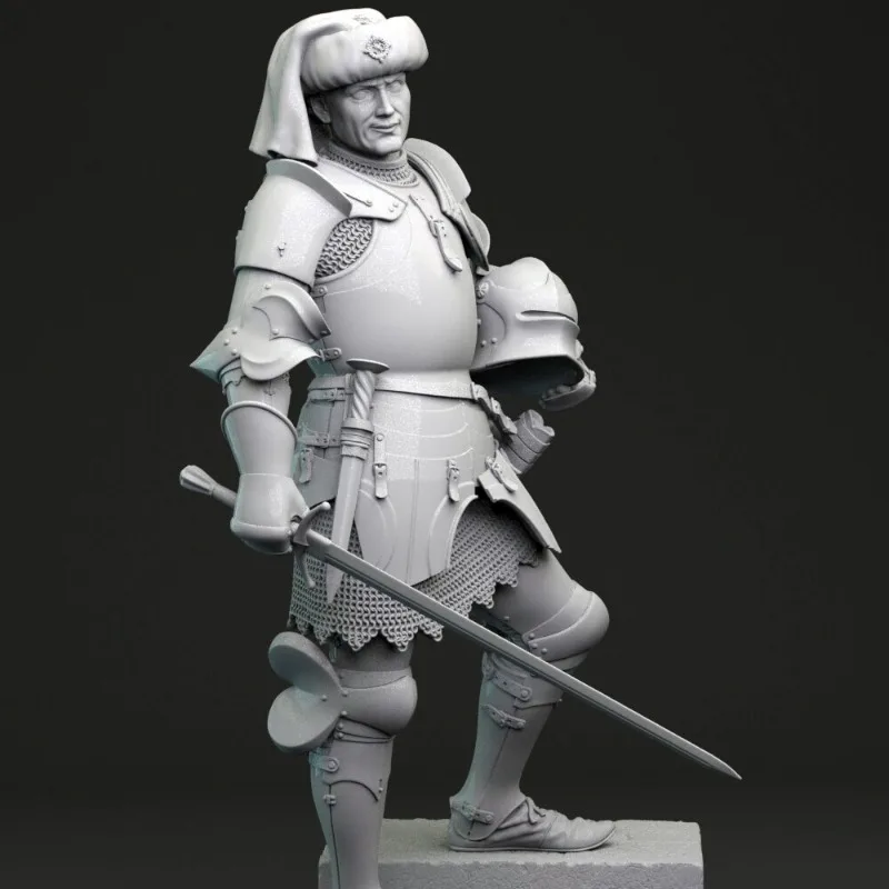 75mm Resin Figure Model Kit Italian Condottiere Commander Heavy Armor Knight Hobby Miniature Unassembled Unpainted Free Shipping