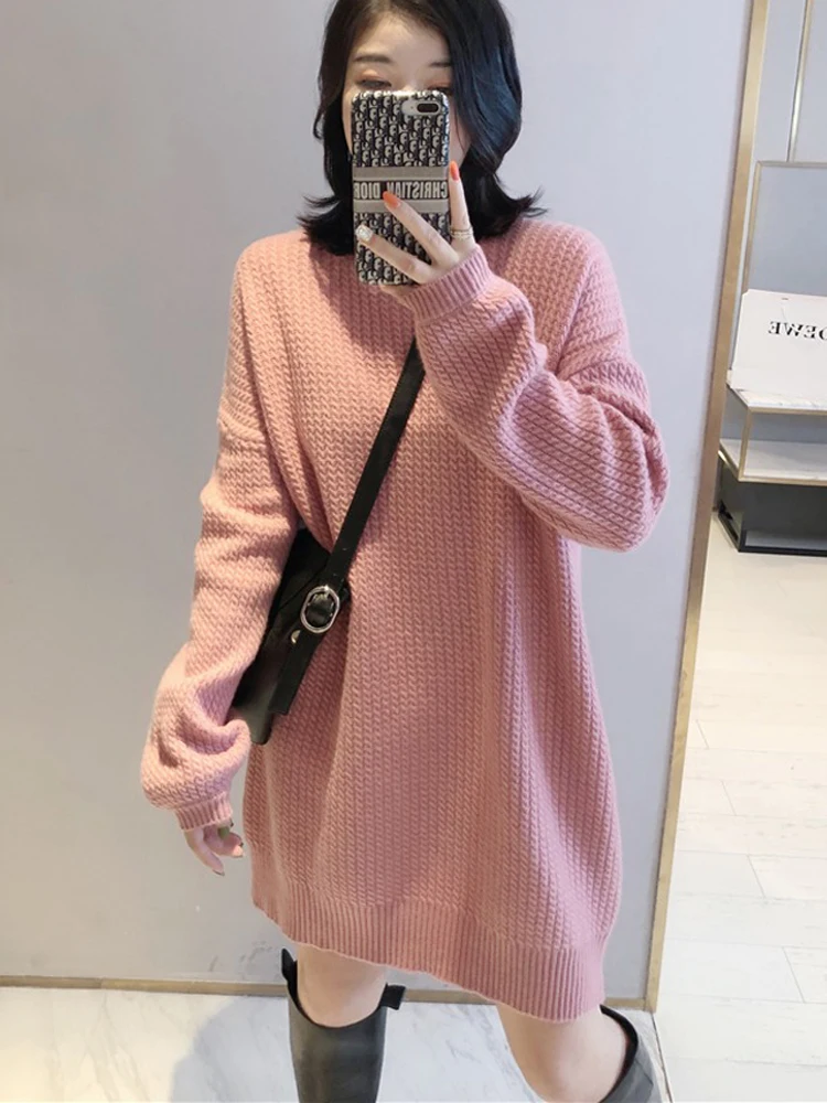 

Thick cashmere in autumn and winter long sweater ladies long knit skirt lazy wind sweater skirt.