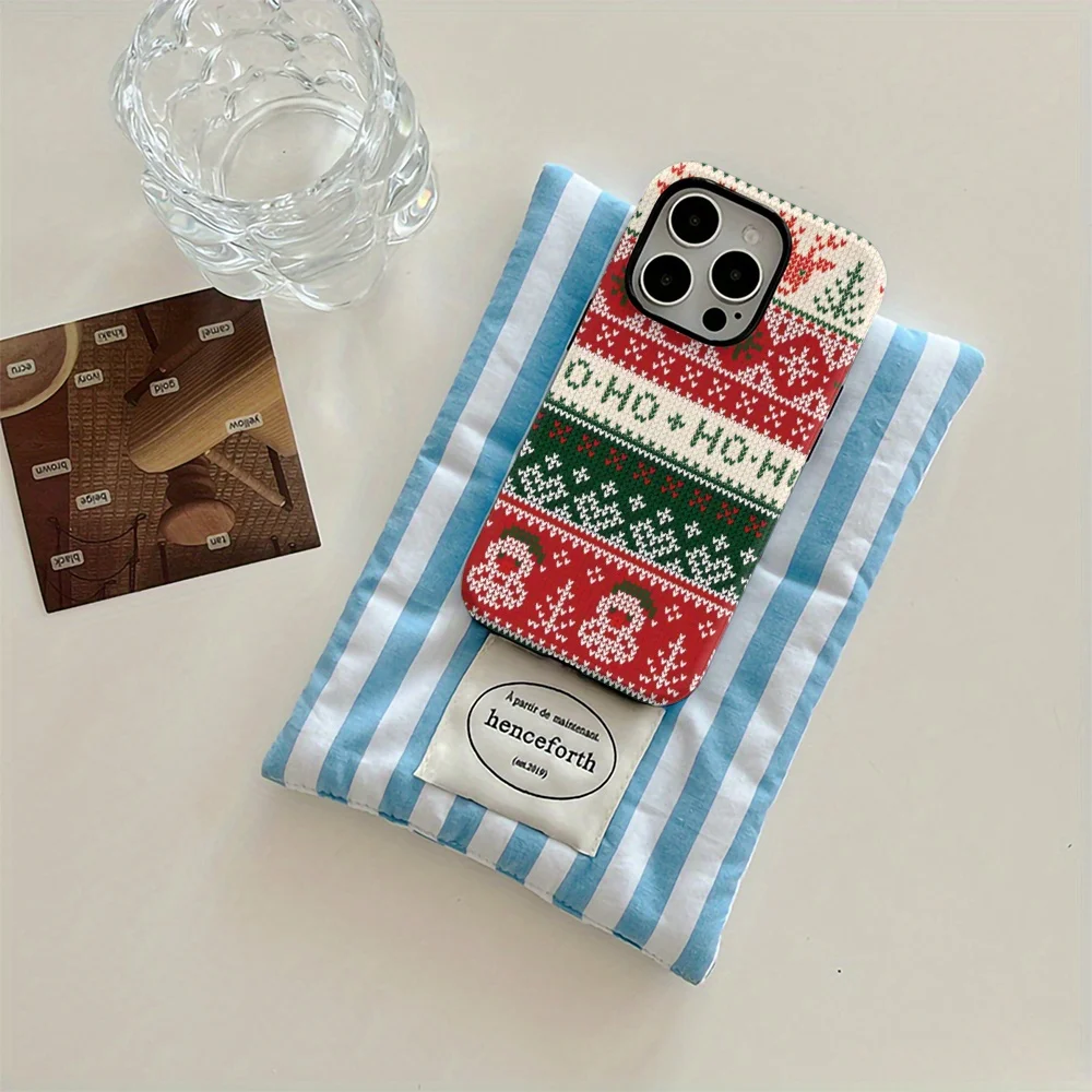 حافظة هاتف بتصميم رجل الثلج بنمط عيد الميلاد مناسبة لهاتف آيفون 17، 16، 15، 14، 13Pro/Max/Plus غطاء خلفي مزدوج الطبقة مضاد للسقوط