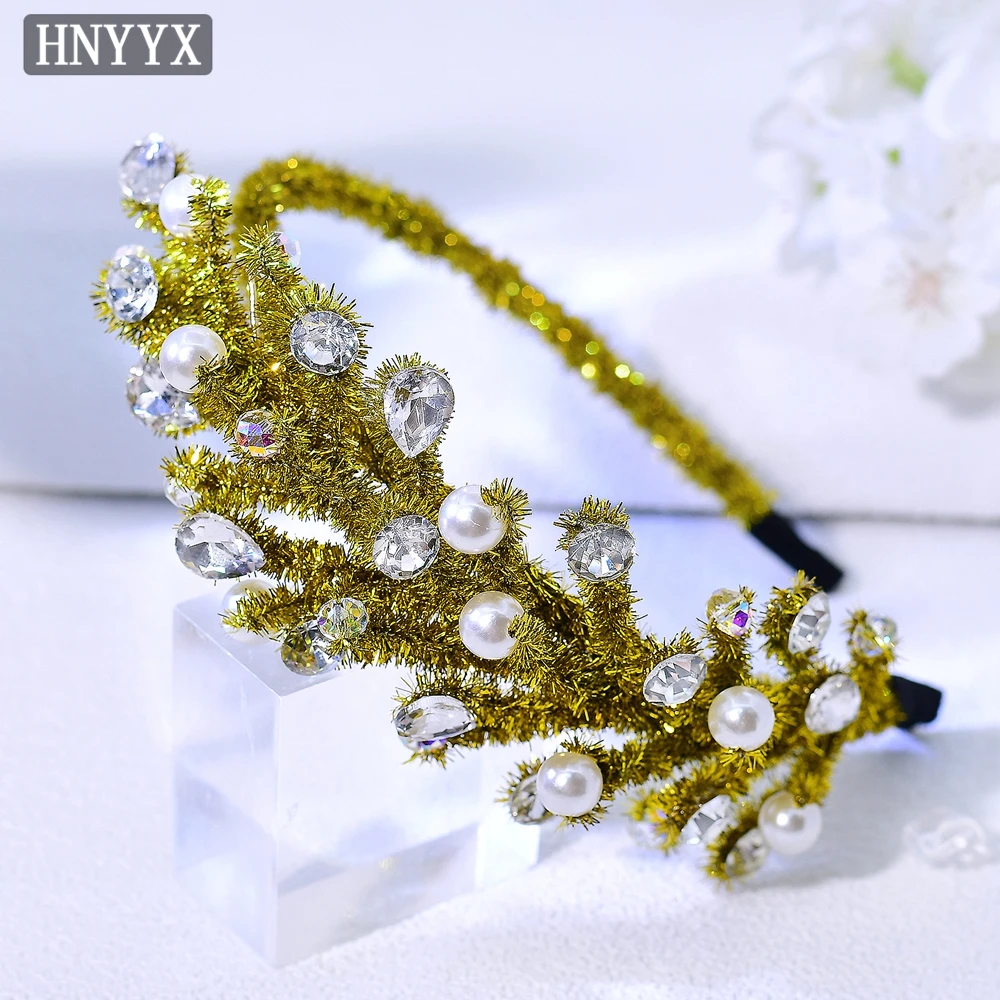 

HNYYX Sparkling Women's Headband Unique Handmade Headdress New Rhinestone Headwear Banquet Party Birthday Hair Accessories A372