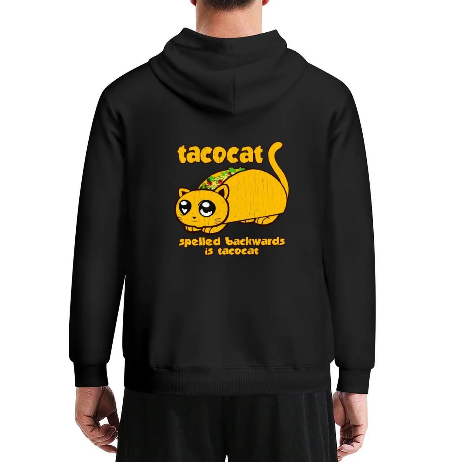 

Funny - Tacocat Spelled Backwards (vintage look) Hoodie men's clothes men's coat mens clothes hoodies for men high quality