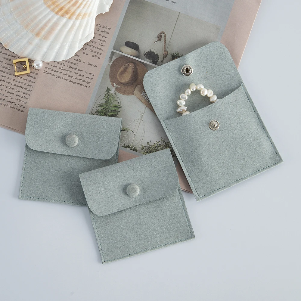 5pack Bulk DIY Necklace Button Bags Small 8x8cm Jewelry Snap Packaging Pouches Chic Wedding Favor Bag Brooch Necklace Dust Sack