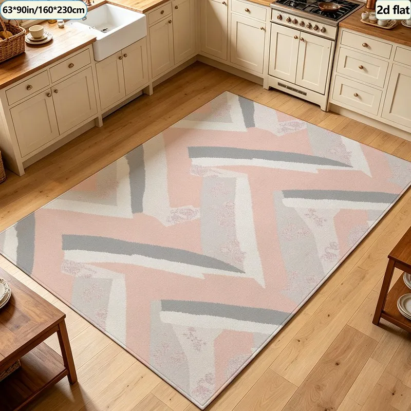 Modern Chevron Abstract Carpet Flooring Color Block Textured Area Rug Non‑Slip Floor Carpet for Living Room Bedroom Home Decor