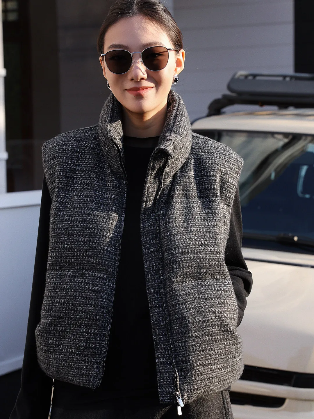 

Loose Fit Goose down Vest Zipper Collar Warmth Sle Casual Faion Women's Vest Autumn Winter Season Color for Daily Use