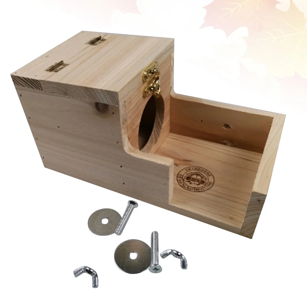

1Set Natural Wooden Hamster Cabin Solid Wood Color Open Close Flat Design Metal Lock Hamster Mouse Hut DIY Path Accessories Pet