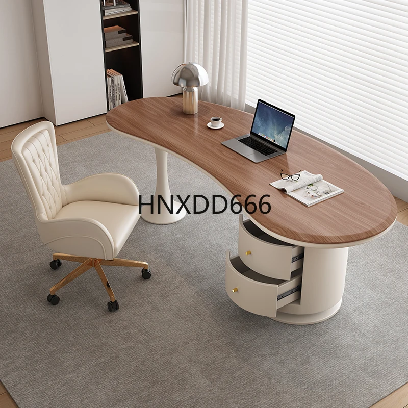 Escritorio de computadora de estudio en casa de oficina de madera maciza integrado