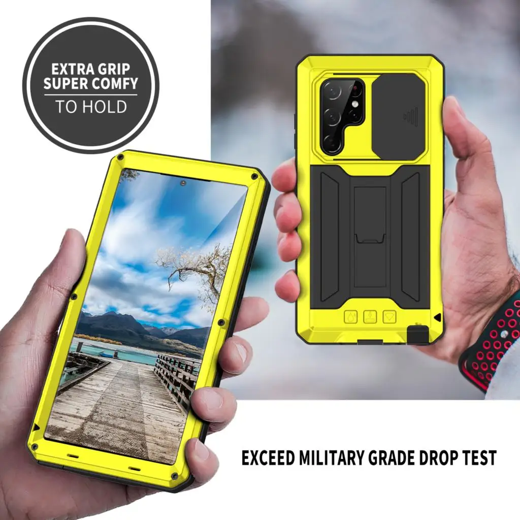 

Hot! 360 Full Metal Aluminum Kickstand Case For Samsung Galaxy S22 Ultra Plus S22Plus S22Pro S22Ultra Rugged Armor Cover