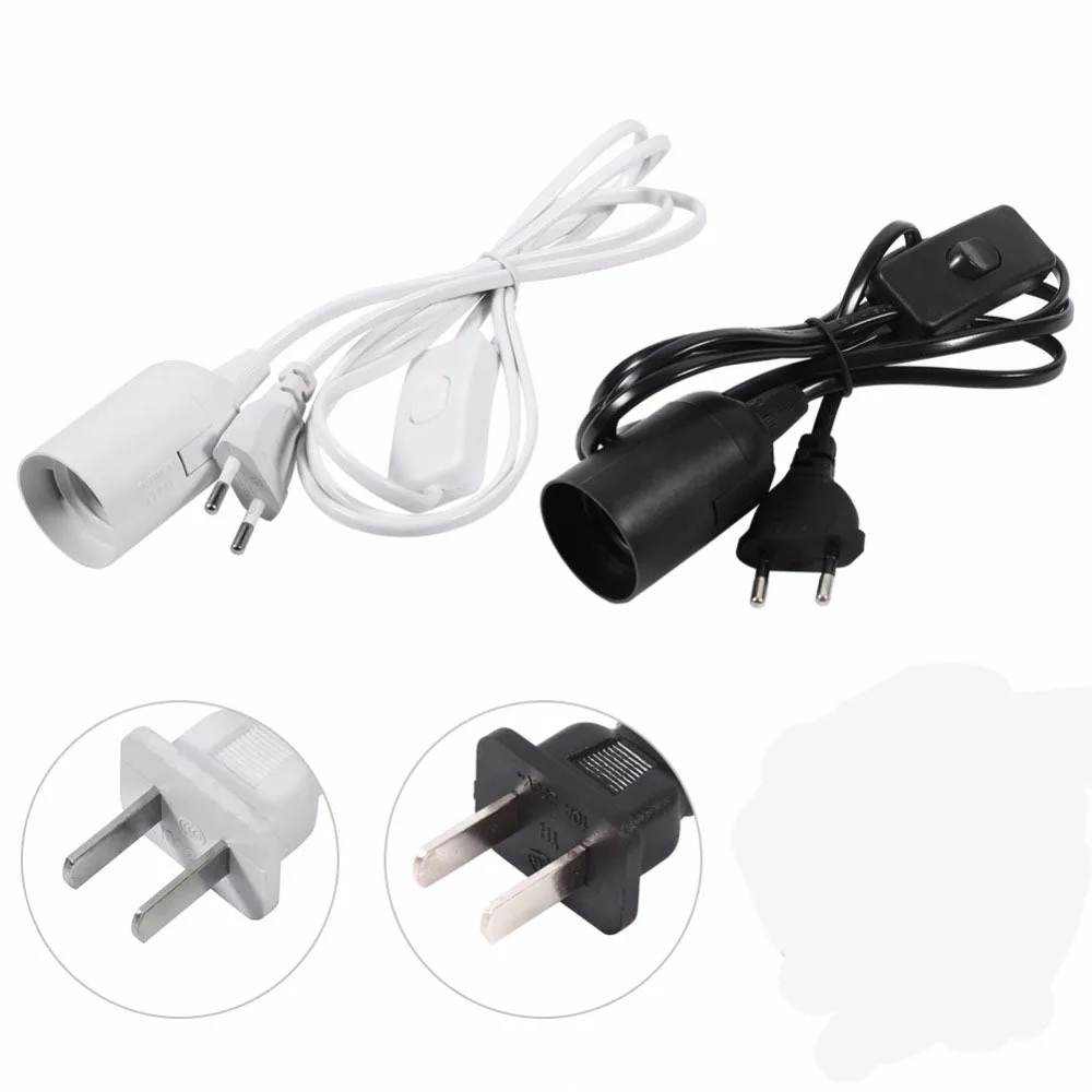 E27 Lamp Bases Pendant Lights 1.8m Power Cord Cable EU/US Plug Adapter With Switch Wire For Socket Hold