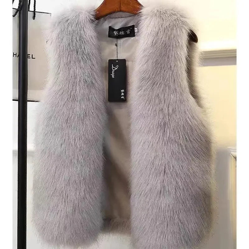 New Faux Fur Vest Spring Autumn Imitation Rabbit Hair Plush Tank Top Women Korean High End Sleeveless Waistcoat Ladies Vest Jack
