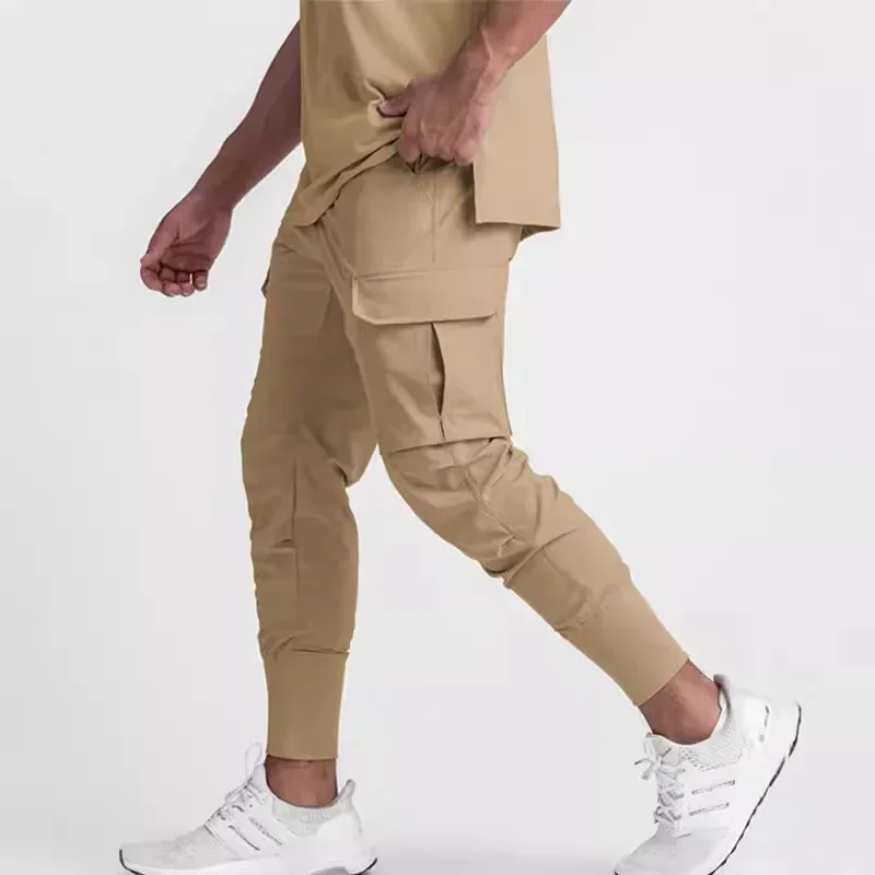 الخريف الرجال سستة مستقيم السراويل الصلبة طويلة سروال رصاص Splic عادية الدانتيل يصل الرباط مرونة الخصر جيب سليم بانت #1