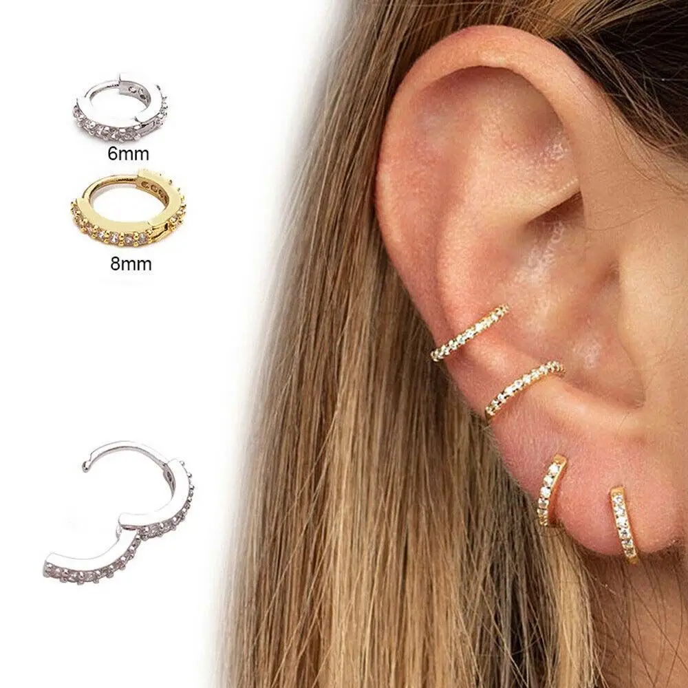 

Clicker Tragus Accessories Rose Gold/Silver Color 6/8mm Huggie Ear Ring Piercing Jewelry Hoop Earrings Nose Ring