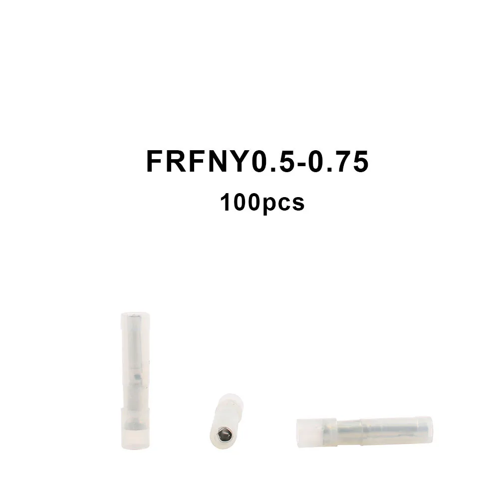 FRFNY0.5-0.7 Nylon brass Bullet Shaped Female Joint Wire Connector Electrical Crimp Terminal 100PCS AWG22-18 0.5-0.75mm2 FRFNY