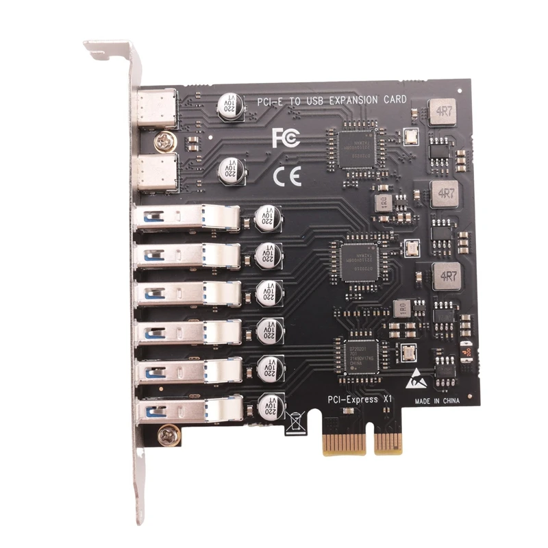 SSU PCIe ke USB 3.2 Gen 2 kartu 8-Port (6X tipe-a + 2X tipe-c) konverter PCIE Splitter melalui + NEC Chip untuk komputer Desktop