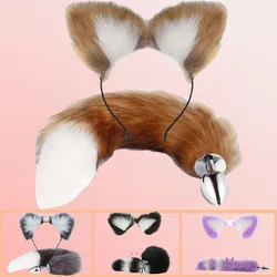 2Pcs Butt Plugs Fox Tail with Plush Ears Sex Toys For Women SM Cosplay Long Tail Smooth Anal Plug Erotic Sexual Toys for Couples