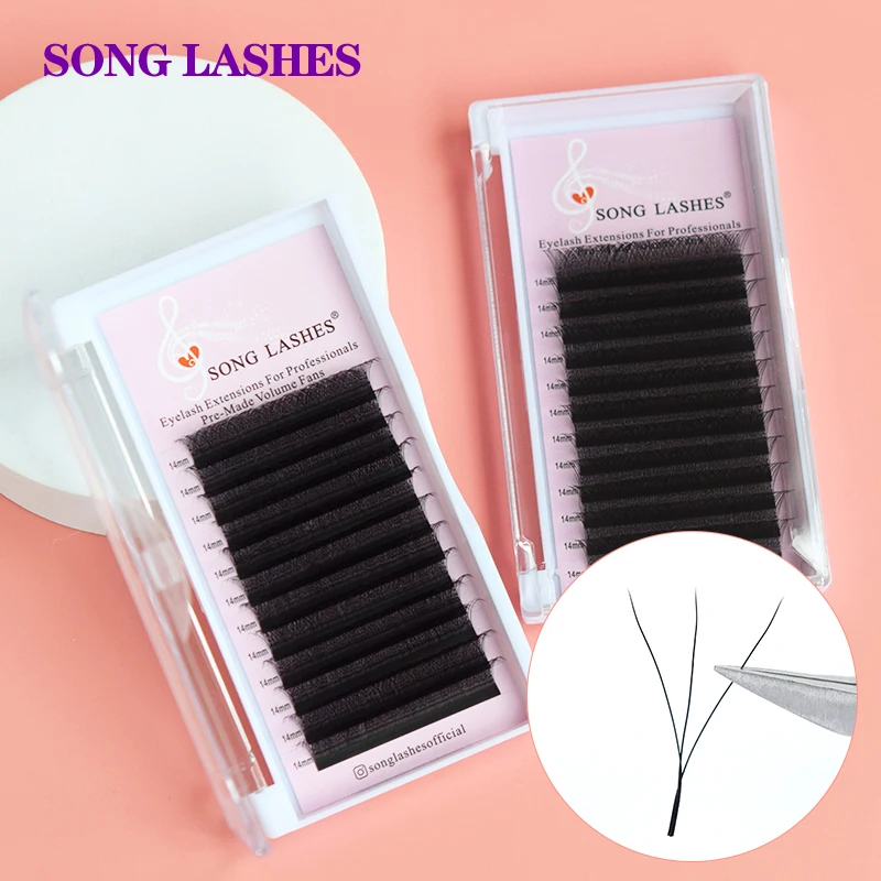 

SONG LASHES 12 Rows 3D Fans Fake Eyelash Extension C/D Curls 0.07mm Thickness Eyelashes Cosmetics Tools