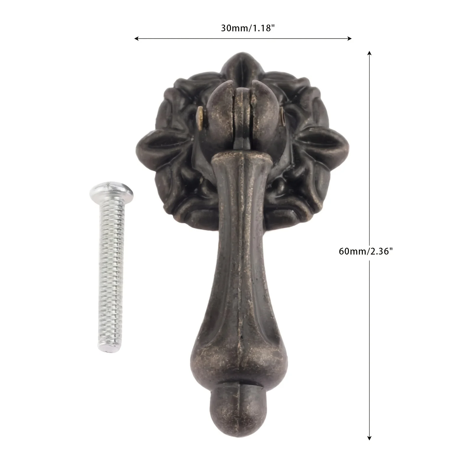 4 pieces single-hole retro cabinet door handles - New Chinese style drawer handles - Wooden box carrying handle for cabinets