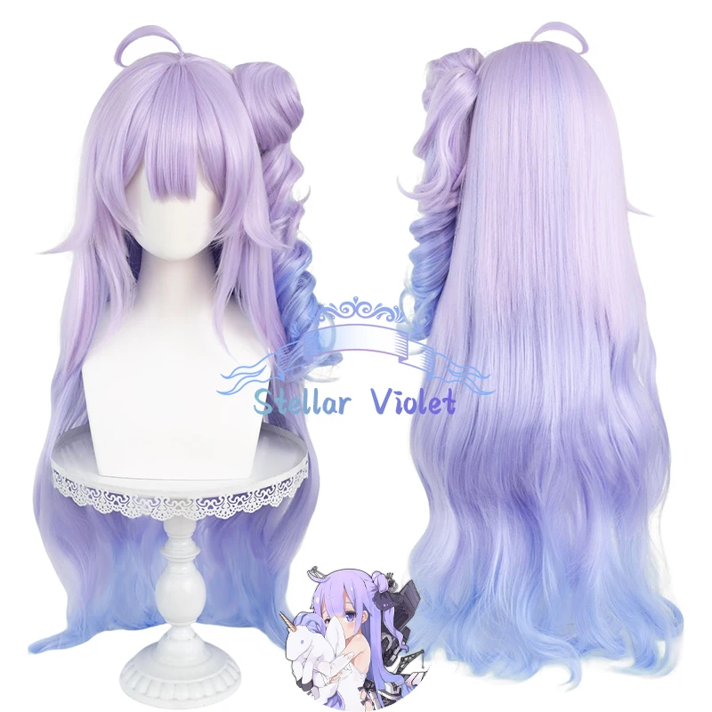Парик игры Azur Lane Takao Atago Unicorn, парики для косплея, костюмы для косплея, градиент, синий, длина 90 см, аниме Takao Atago, синтетические парики