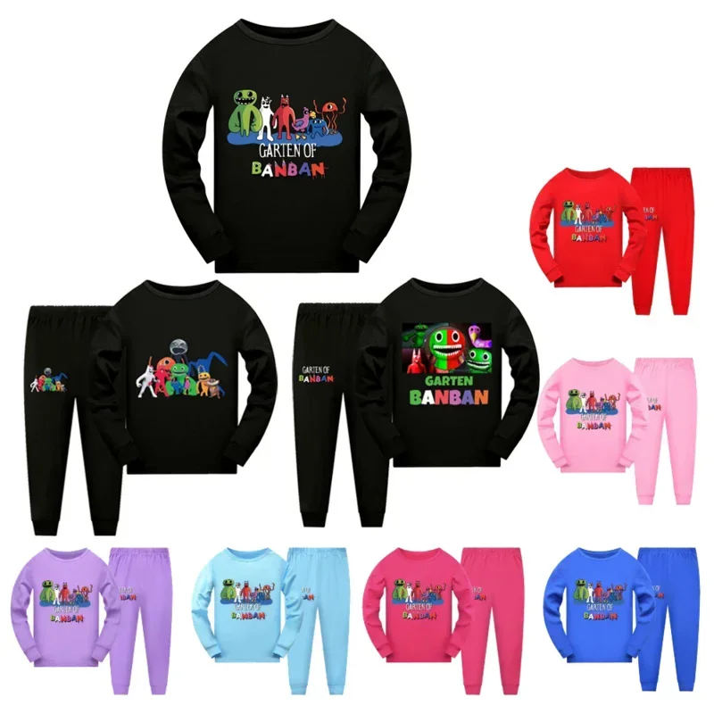 Garten of Banban Game Toddler Boys Girls Clothes Autumn Spring Pajamas Long Sleeve T Shirt pants Costume Kids Casual Sportswear