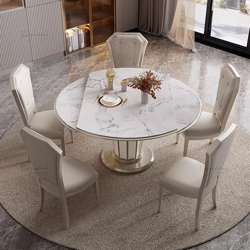 Kitchen Restaurant Dining Table Marble Chairs Round Nordic Modern Dining Table Luxury Living Room Mesas De Jantar Home Furniture - Image 3