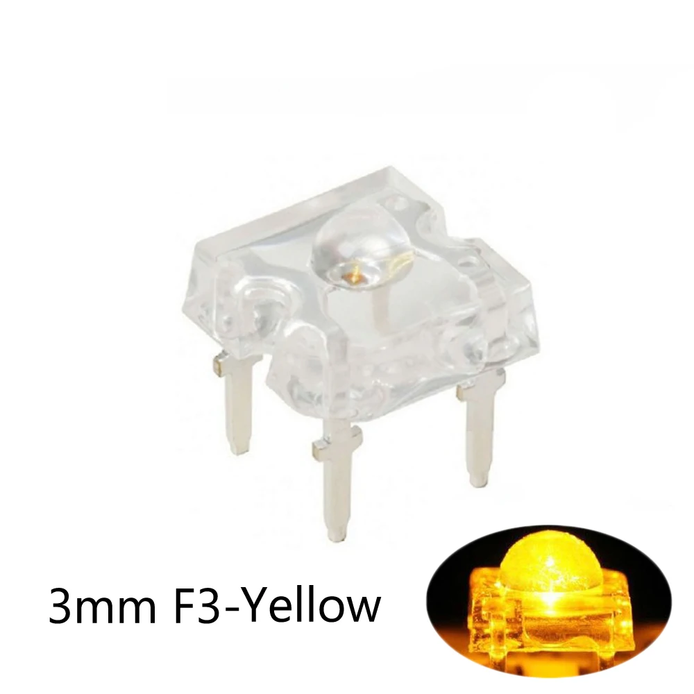 50PCS/lot 3mm F3 Piranha LED White Red Green Blue Yellow 3mm LED Dome Led Lamp Wide Angle Super Bright Leds 4-Pin Diodes Bulb