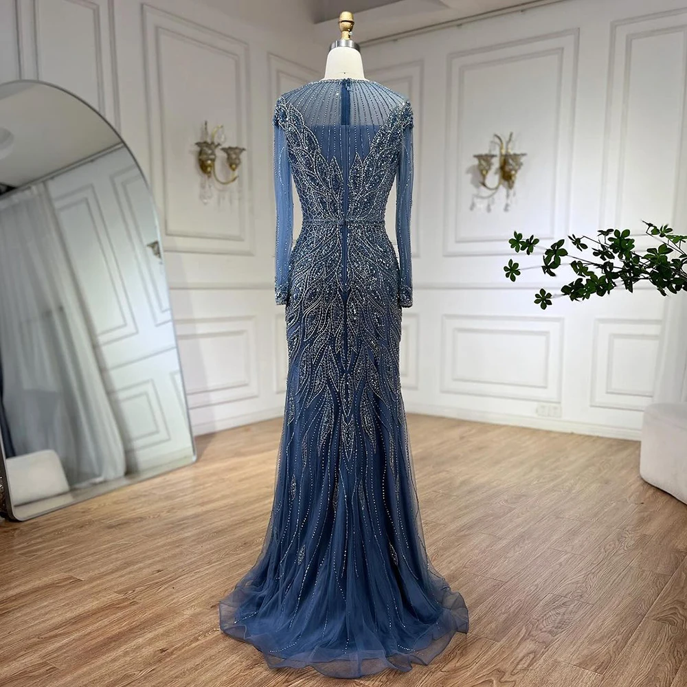 Serene Hill Muslim Blue Mermaid Luxury Beaded Dubai Long Evening Dresses  Gowns for Party 2025 LA71999L Customized - AliExpress 320