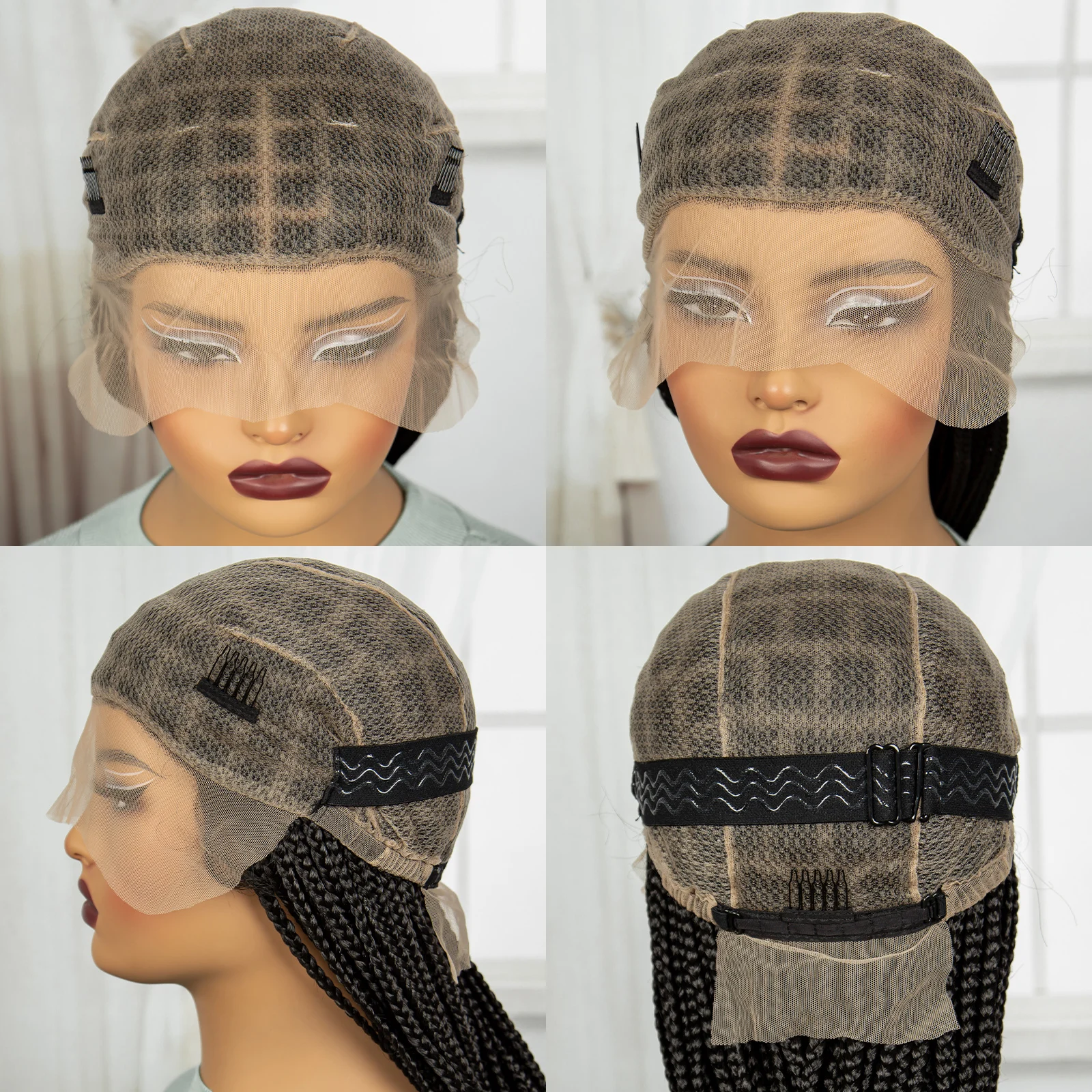 Natuurlijke Synthetische Full Lace Pruiken 36 Inch Knooploze Doos Gevlochten Pruiken Krullend Kant Gevlochten Pruiken Voor Zwarte Vrouwen Met Babyhaar