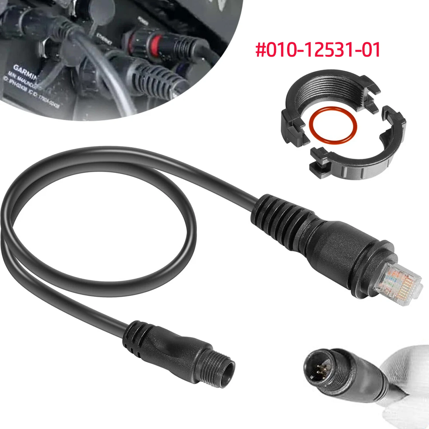 

010-12531-01 Marine Network Adapter Cable, Small Female to Large Male Connector - Compatible with Garmin Marine Network Devices