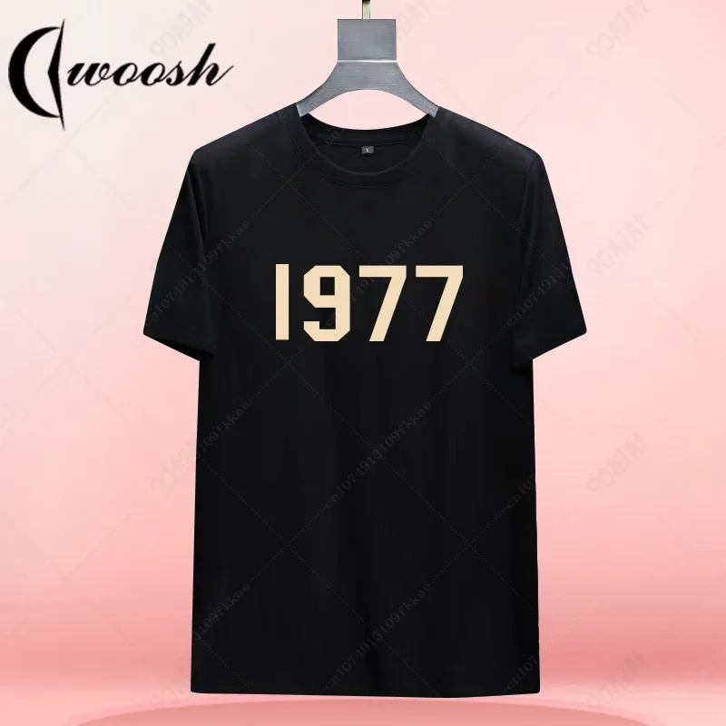 1977 Men's Womens Cotton Large Size Loose T-Shirt Retro Street Short Sleeve T-Shirt Oversized High Quality T-Shirt Children Size