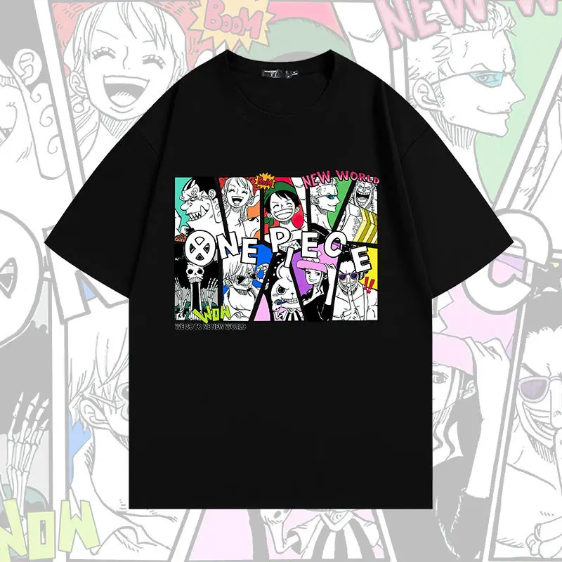 

Футболка из чистого хлопка ONE PIECE, мужская и женская футболка с короткими рукавами, летний брендовый топ для пар с половиной рукавов, мужской