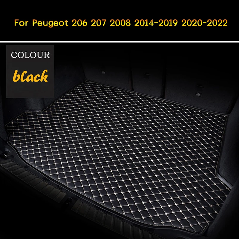 

Customized For Peugeot 206 207 2008-2022 Artificial Leather Car Trunk Mat Interior Details Carpet Car Accessories