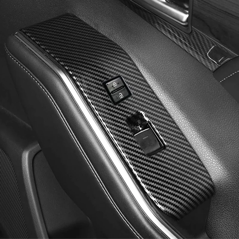 Car Window Switch Panel Cover Trim For Toyota Highlander 2020-2024 LHD North American Version Accessories Carbon Fiber image 2