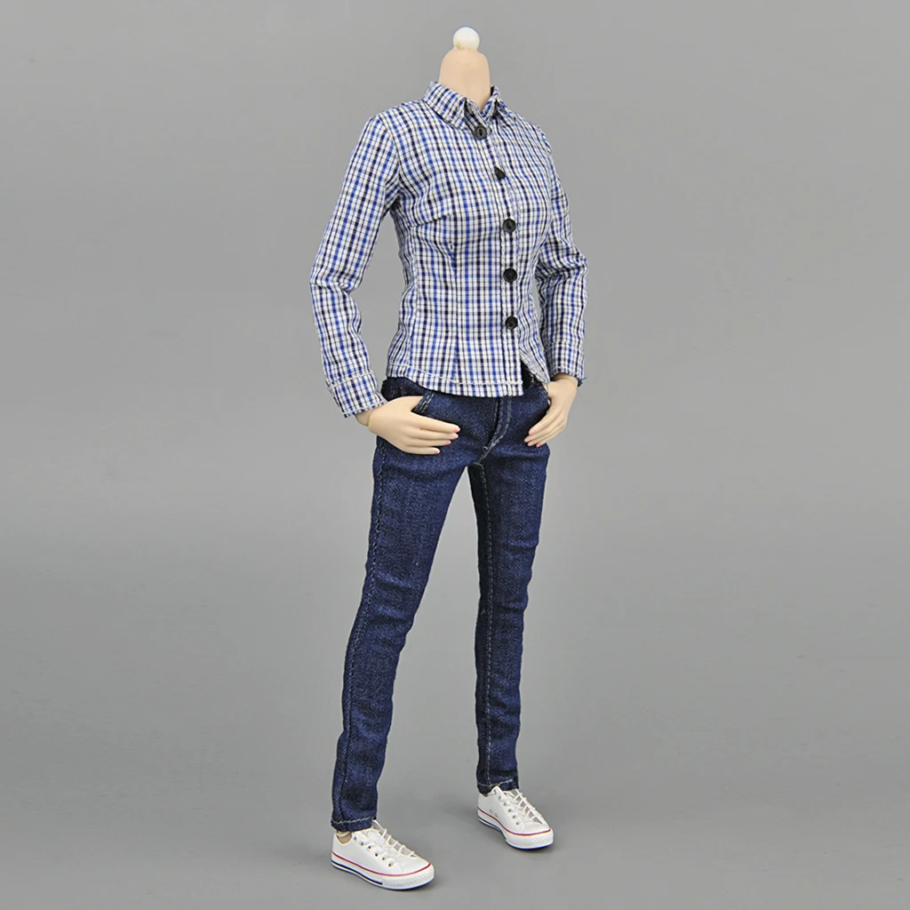 1/6 Scale Lattices Shirt Jeans für Mädchen weiblich 12in Figuren Körper