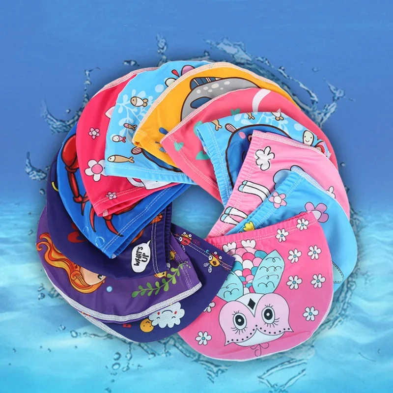 Cute Cartoon Swimming Cap for Children Boys Girls Kids PU Waterproof  Lovely Ear Protection Swimming Caps Swim Pool Accessories