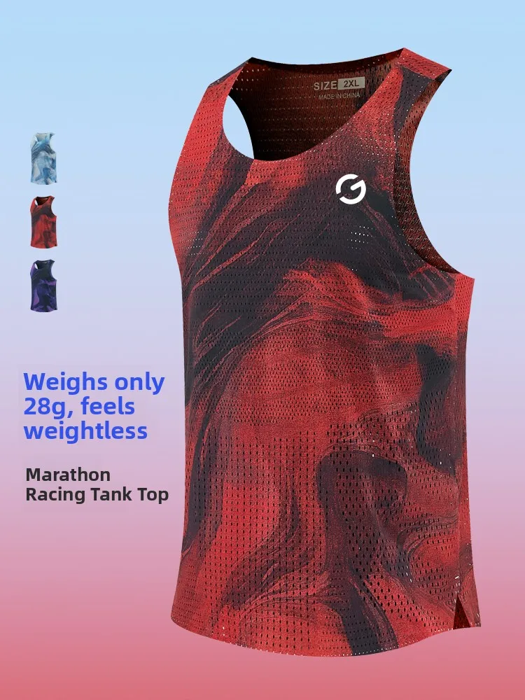 Professional Marathon Running Vest for Men Quick Dry Ultra Light Breathable Sports Windproof Competition Racing Top